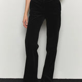 Corduroy flared tailored pants black - fasfas