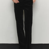 Corduroy flared tailored pants black - fasfas