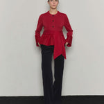 Corduroy flared tailored pants navy - fasfas