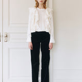 بنطلون مفصل واسع من قماش الكوردروي باللون الأسود