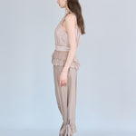 Cut point ribbon pants gold brown - fasfas