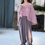 Cut point ribbon pants gray - fasfas