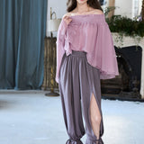 Cut point ribbon pants gray - fasfas