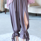 Cut point ribbon pants gray