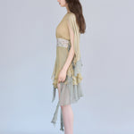 Cutout cape sleeve asymmetric silk blouse - fasfas