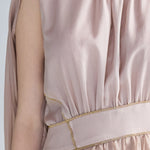 Cutout cape sleeve asymmetric silk dress - fasfas