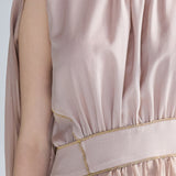 Cutout cape sleeve asymmetric silk dress - fasfas