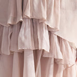 Cutout cape sleeve asymmetric silk dress - fasfas