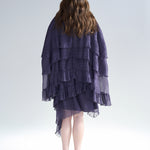 Cutout cape sleeve asymmetric tiered long dress - fasfas