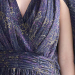 Cutout cape sleeve asymmetric tiered silk long dress - fasfas