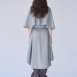 Cutout cape sleeve asymmetric trench coat lavender gray - fasfas