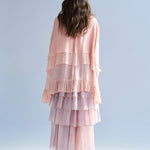 Cutout cape sleeve loose fit silk blouse - fasfas