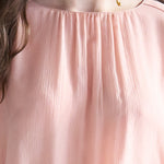 Cutout cape sleeve loose fit silk blouse - fasfas