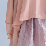 Cutout cape sleeve loose fit silk blouse - fasfas