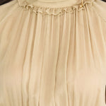 Cutout cape sleeve silk peplum blouse mustard - fasfas