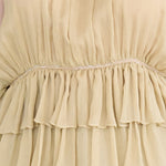 Cutout cape sleeve silk peplum blouse mustard - fasfas