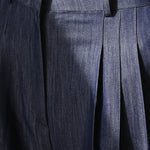 Pleated crepe wide-leg pants blue - fasfas