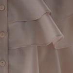 Loose fit 3-tier ruffle sleeveless blouse beige - fasfas