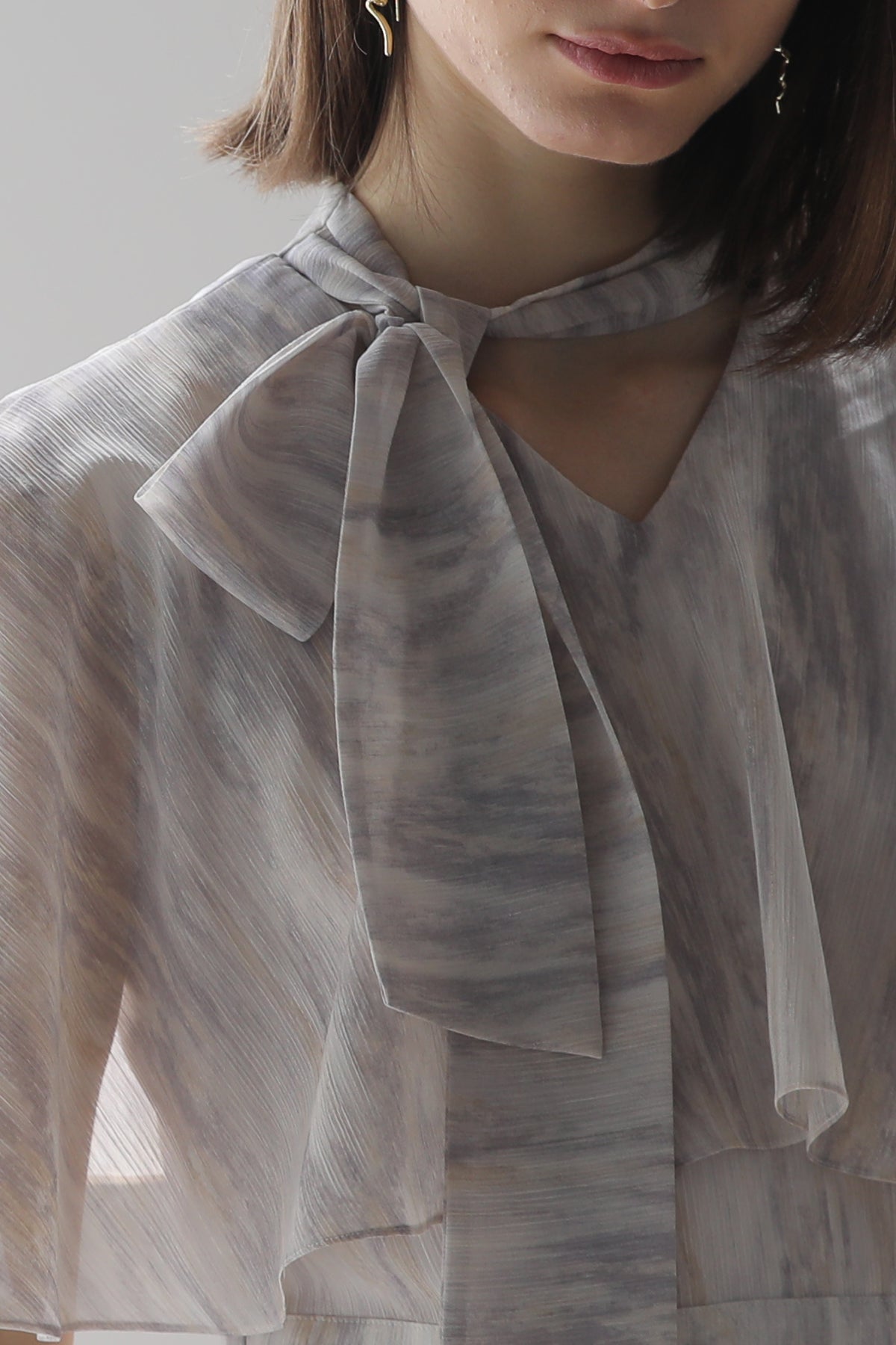 V-neck marble long dress - fasfas