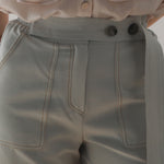 High waist banding baggy pants light khaki - fasfas