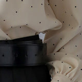 Polka dot ribbon blouse light beige