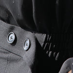 High waist banding baggy pants black - fasfas