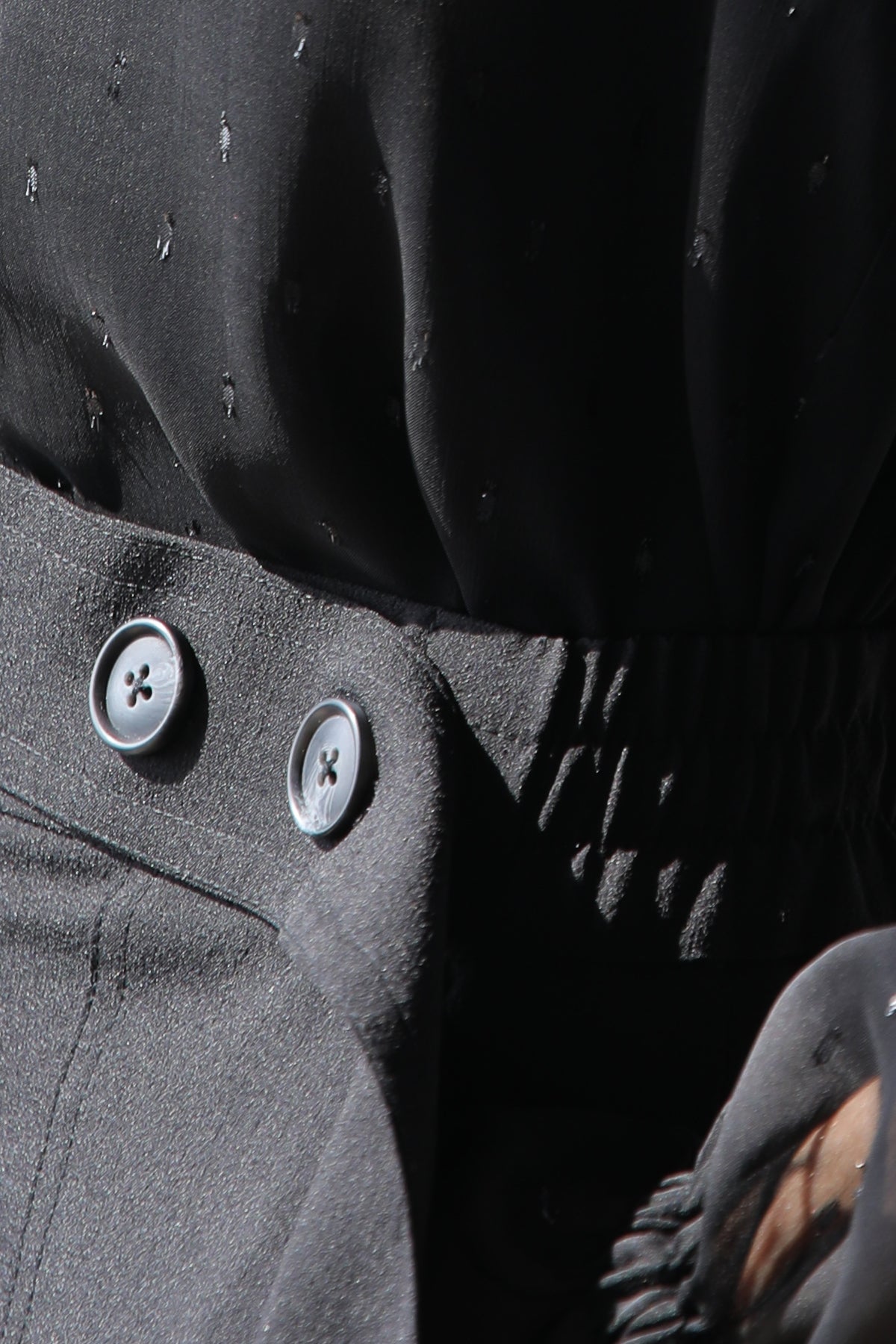 High waist banding baggy pants black - fasfas