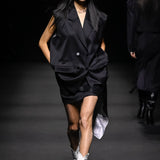 Black oversized wool vest