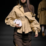 Beige off-shoulder shirt