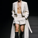 White tweed wool coat