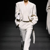 White side pleated tweed jacket