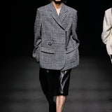 Blue front zip detail tweed jacket