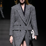 Blue tweed wool coat