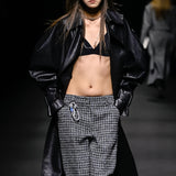 Black signature faux leather trench coat