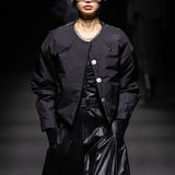 Black round collar padded jumper