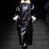 Black signature faux shearling coat