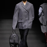 Grey front zip detail wool jacket