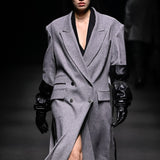 Grey oversized wool coat