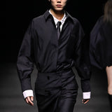 Black jacket lining detail shirt