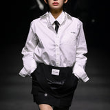 Black jacket detail mini wool skirt