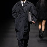 Black signature detail trench coat