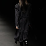 Black double collar detail wool coat