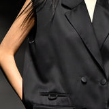 Black oversized wool vest