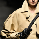 Beige signature detail trench short coat