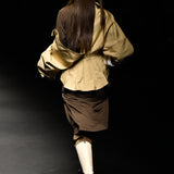 Beige off-shoulder shirt