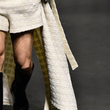 White high-waisted tweed shorts