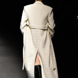 White tweed wool coat