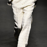 White side slit hem tweed pants