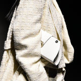 White side pleated tweed jacket