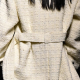 White side pleated tweed jacket